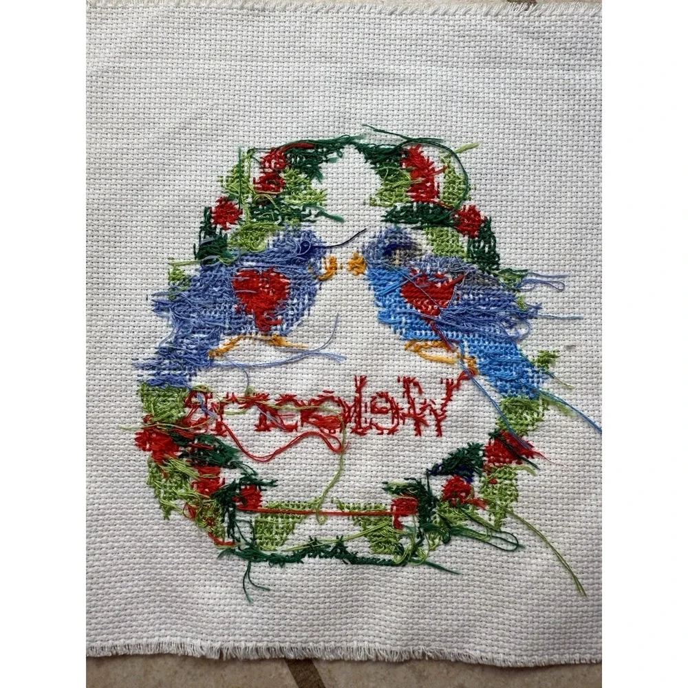 Vintage Hand Cross Stitched 